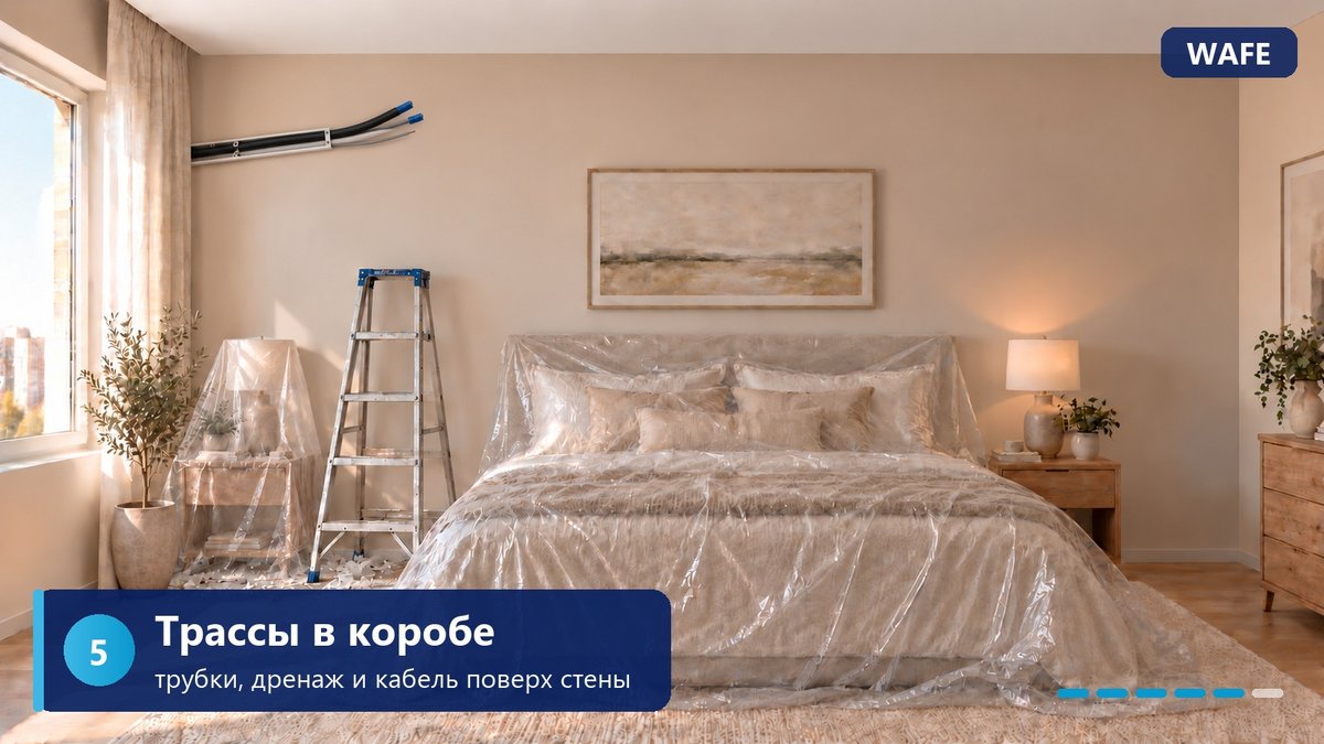 Шаг 5. Трассы уложены в короб