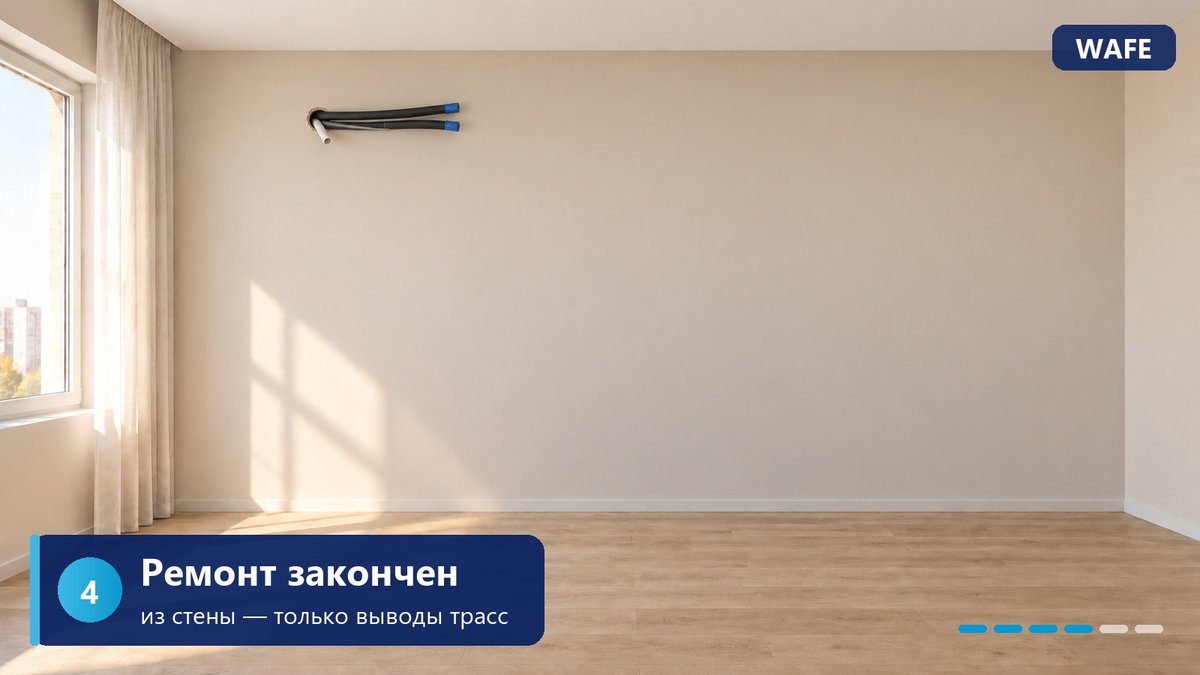 Шаг 4. После отделки из стены выходят только выводы трасс